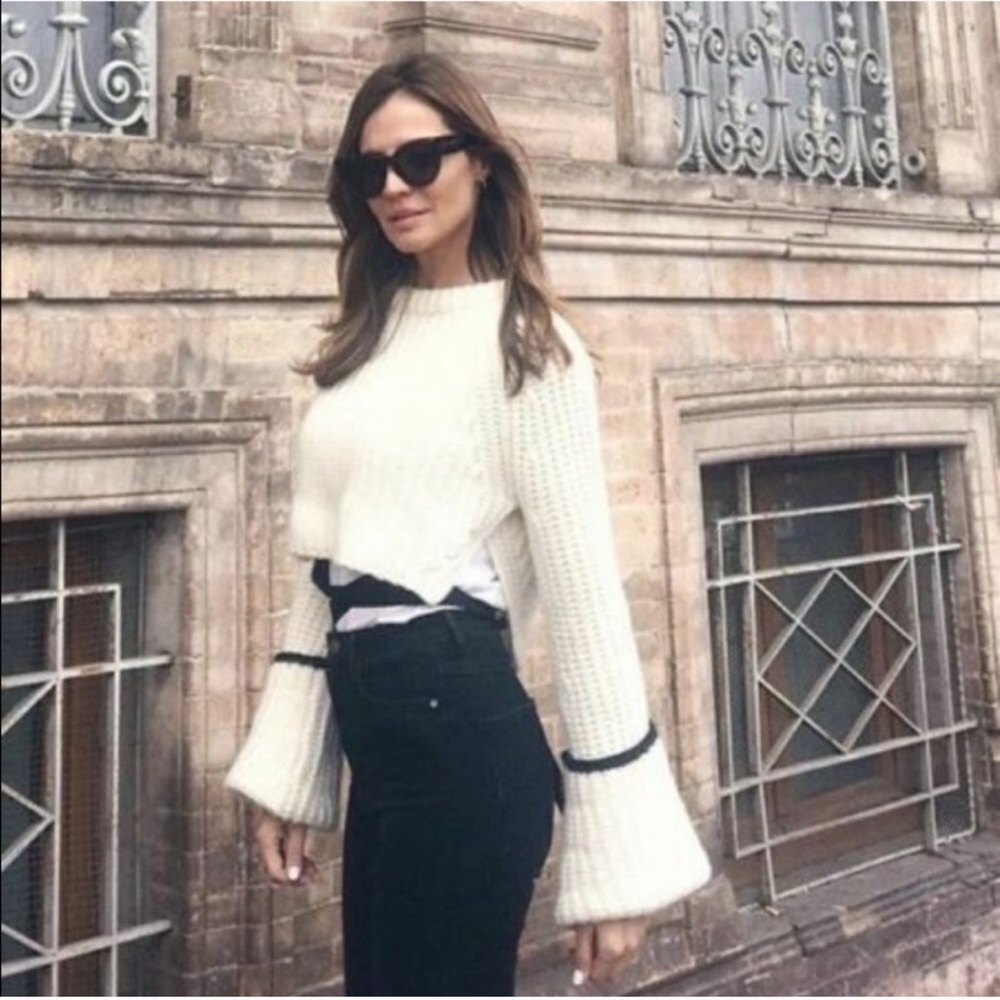 NWT ZARA CASHMERE CROPPED SWEATER SZ M